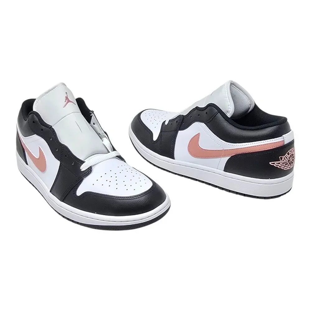 Nike Air Jordan 1 Low White Black Rust Pink 553558-165 Sneakers Men's Size's